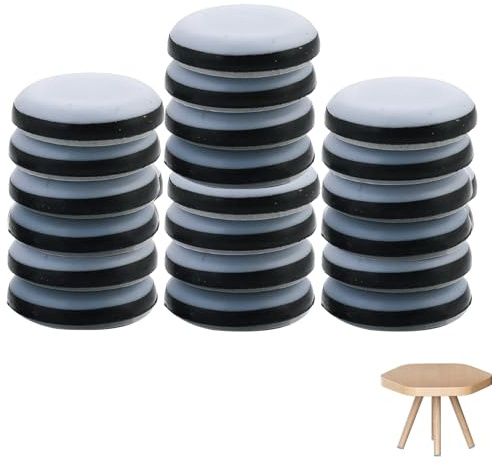 20 Pièces Patins de Meubles, Ronds 19mm Auto Adhésifs Protege Pied de Table Patins en Teflon pour Meubles Lourds Protections de Pieds de Table pour Sol Lisse, Parquet et Carrelage, Réduction du Bruit