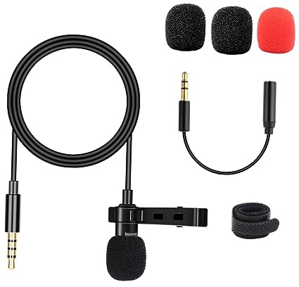 DIYEAH Micrófono Compatible Omnidireccional Mini Clip de Solapa de 3,5 MM para Grabación de Video y Conferencias al Aire Libre Teléfonos Móviles y Cámaras