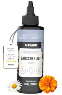 alphazoo Lauscher Auf Ohrenreiniger für Hunde 100ml – sanfte, alkoholfreie Pflege mit Kamille & Calendula. Unterstützt die Ohrhygiene, leicht anzuwenden & hautfreundlich. Für empfindliche Hundeohren