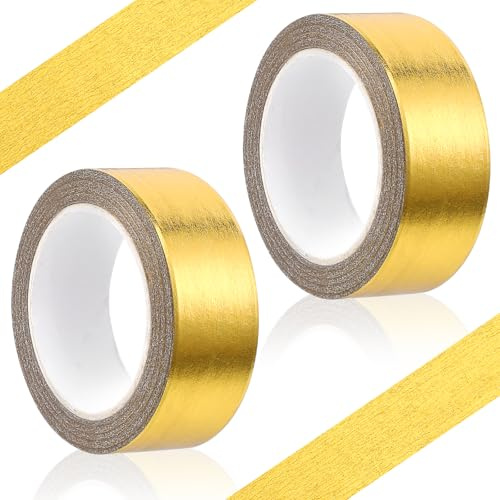 LIQWEI 2 Rollen 15mm x 10m Goldfolie Washi Tape, Washi Tape Gold Goldenes Klebeband Selbstklebende Metallic Klebeband Für Wanddekorationen Geschenkverpackung Scrapbooking