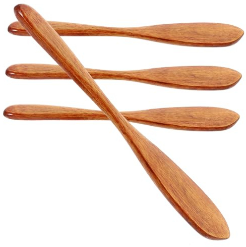 NUOBESTY 4 pièces Lot Couteaux à Beurre Bois pour Tartinage de Confiture et Fromage Ustensiles Cuisine Bois Épandeurs Pratiques avec Manche Confortable Déjeuner et Repas Quotidiens
