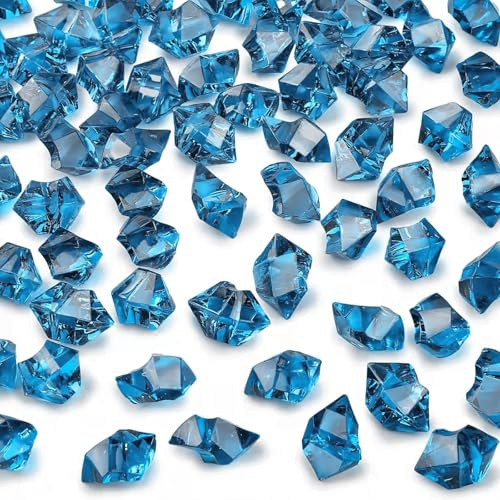 wuyukeji Falsche Crushed Ice Rocks,500G Acryl Deko Diamanten,Acryl Kristallsteine,Klar Farbige Steine für Befüllen von Dekovasen und zum Basteln(Dunkelblau)