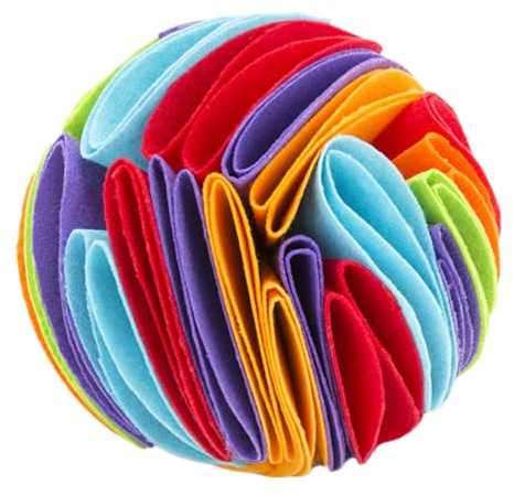 ROMISBABA Balle Renifleur pour Chien en Feutre Résistant, Balle Distributrice de Nourriture Multicolore, D’entraînement Olfactif Interactif pour Animaux de Compagnie, Petit Format Adapté