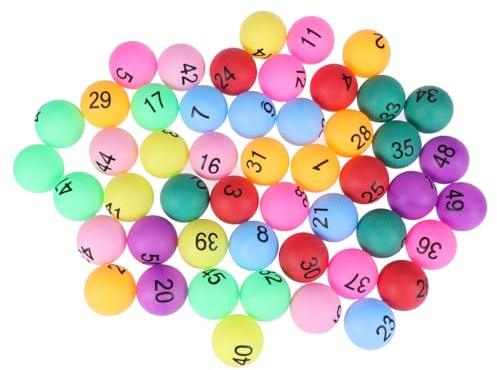 BESPORTBLE 50 Balles de Ping-Pong Numérotées en PE, 40mm, Légères avec Légère Rebond, pour Jeux et Tirages au Sort, Lot de 50 Pièces Couleur Aléatoire
