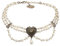 Alpenflüstern Trachten-Perlen-Kropfkette Trachtenherz - Elegante Trachtenkette mit Trachtenherz - nostalgischer Damen-Trachtenschmuck, Dirndlkette Creme-weiß DHK230