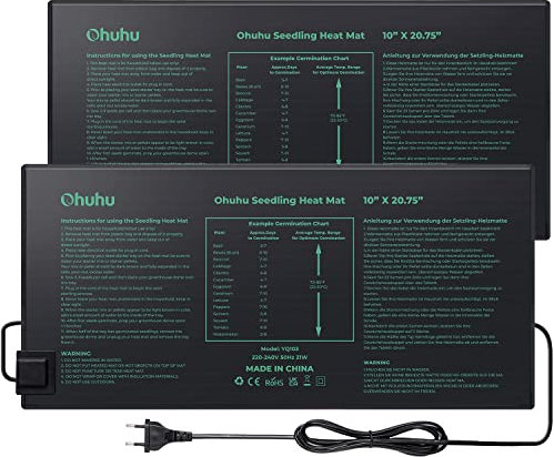 Ohuhu Tappetino Riscaldante Tappeti Riscaldanti per Animali Idroponica 2 Pezzi, 21 Watt Tappeto Piastra Riscaldante per Serra Germinazione Giardino Idroponica Rettile Terrario, 25x52 cm