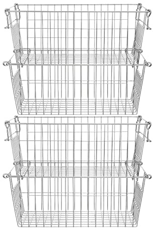 SANNO Aufbewahrungskorb für Gefrierschrank, stapelbar, für Speisekammer, Aufbewahrung und Organisation, stapelbar, Kartoffel- und Zwiebel-Aufbewahrungsbehälter, Metallkörbe zur Aufbewahrung, 4 Stück