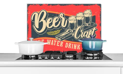 Credence Mancave - Bière - Verres - Vintage Fond de hotte 60x40 cm Credence aluminium Plaque inox de cuisine