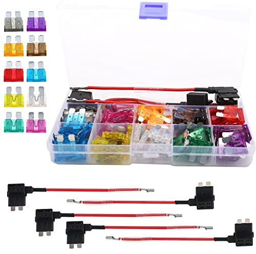 RUNCCI-YUN 105 pcs Standard KFZ Sicherung Set, Automotive Flachsicherungen -2A 3A 5A 7.5A 10A 15A 20A 25A 30A 35A +5 pcs Standard Autosicherungen Stromdieb Sicherungen Verteiler für PKW/Wohnmobil/LKW