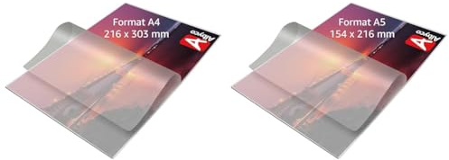 Albyco Laminiertasche A4 | Kunststofffolie Laminierfolie glänzend 100 Stück Stärke 2 x 80 (160 Mikron) & A5 Laminierhülle, Dicke 2 x 80 (160) Micron (100 Stück),100 Stück