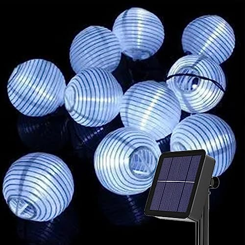 Led lichterkette lampions außen solar,6.5M 30 LED Laternen 8 Modi Wasserdicht Solar Beleuchtung, Solar Lichterkette Aussen für Garten, Hof, Hochzeit, Fest Deko, Balkon, Weihnachten,Party Deko
