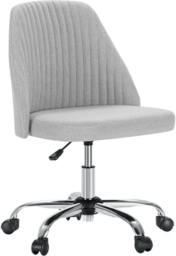 Sweetcrispy Niedlicher Schreibtischstuhl mit Rollen, Bürostuhl ohne Armlehnen, 113kg belastbar, Höhenverstellbarer Schminkstuhl Drehstuhl für Kleine Räume Heimbüro, Moderner Stoff, Desk Chair