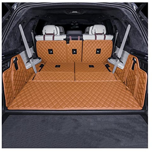 DZSQOSJB Auto Kofferraummatte Auto-Sitzer-Kofferraummatten Für Q7 2016–2022 7 Kofferraummatten Individuelle Auto Leder Accessoires Auto Kofferraumwanne Kofferraummatten(Braun)