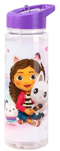 NMB FASHION G house 650ml Kids Water Bottles with Straw, Back to School Supplies Girls Water Bottle - Frozen Water Bottle For Girls Purple (Doll)