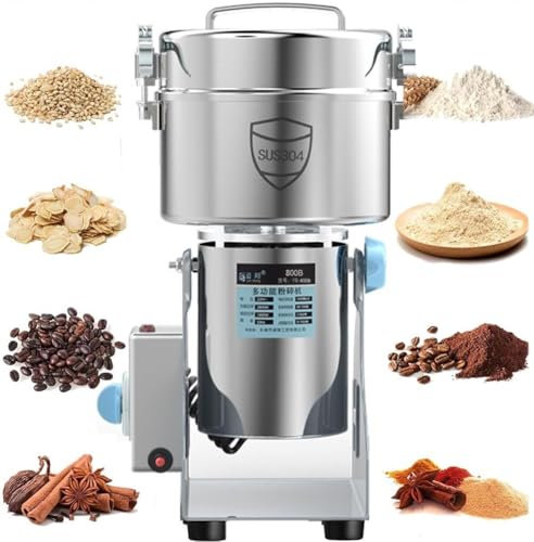 Electric Grain Grinder 1500G-4500G Spice Grain Mill Stainless Steel, Commercial Motor, 30s High-Speed Superfine Grinding, for Grinding Various Dried Cereal/Herb/Spice/Nut(4500g)