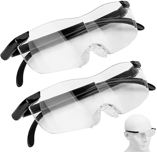 Gafas de Aumentok,Gafas de Lupa de Aumento,Gafas de Lupa para Usuarios de Gafas,Lupas de Gran Aumento 250%,para Trabajos cercanos,Costura,Manualidades,Reparaciones,Lectura,para Personas Mayores,2 pcs