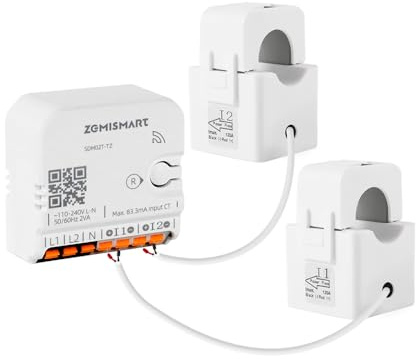 Yagusmart WiFi/Zigbee Smart Energy Meter Power Monitor for Smart Home Automation, 2 Phase Max 120A with 2 Clamps, Supports Tuya App, 110V-240V (Zigbee Version)