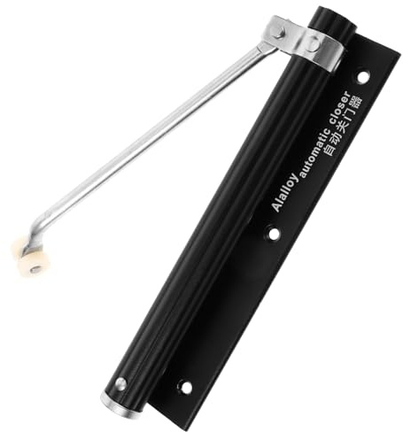 DECOMELODY Automatic Aluminum Alloy Spring Door Closer for Gates and Garden Doors Buffer Design Reduces Rebound Easy Installation Self-Closing Device Matte Black Finish
