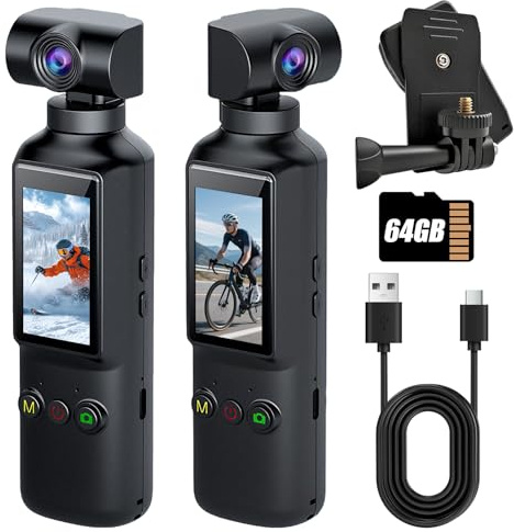 OBEST Cámara Acción 4K con 64GB Mini Camara Deportiva Portátil WiFi Bodycam