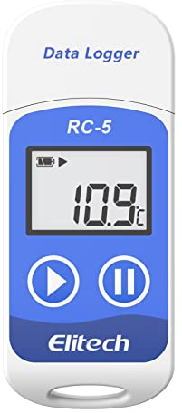 Elitech RC-5 USB Temperatur Datenlogger,Temp Rekorder Automatisch Generierte PDF-/CSV-Berichte, Hohe Genauigkeit Temperatur 32000 Punkte, Software Für Mac Und PC