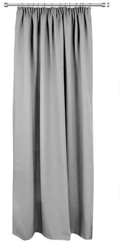 Rollmayer Hochwertig Vorhänge mit Bleistift Kollektion Vivid (Silbergrau 31, 135x150 cm - BxH - 2 er Pack) Blickdicht Uni einfarbig Gardinen Schal für Schlafzimmer