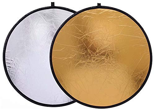 Konseen 2-in-1 Round Collapsible Light Reflector 12/30cm Gold/Silver Portable Photography Studio Reflector with a Carrying Bag