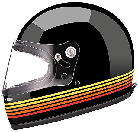 MTTKTTBD Retro Motorrad-Helm Integralhelm,ECE Zertifiziert,Locomotive-Helm Roller-Helm Mofa-Helm Scooter-Helm Bobber Chopper Crash Cruiser Racing,Motocrosshelme mit Anti-Fog Visier