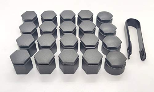Partsdealers Wheel Nut Covers Made For AUDI Q7 2006-2015 19mm LOCKING BOLT CAPS WITH TOOL MATTE DARK GREY