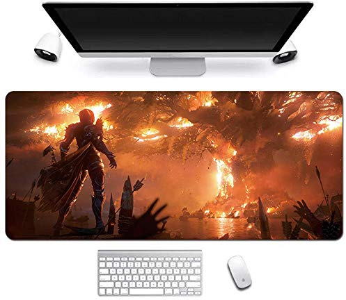 World of Warcraft Anime Alfombrillas de Ratón - Gaming Mousepad 900x400mm, 3mm Base de Goma Antideslizante, Superfície con Textura Especial, Compatible con ratón láser y óptico, para PC y Laptop, E