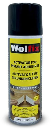 Wolfix Attivatore per colla istantanea 200 ml spray super adesivo attivatore spray cianoacrilato – La formula turbo per un'adesione immediata e risultati duraturi