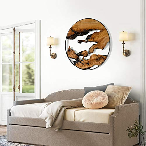 WELLAND Cedar Wood Wall decoration Ornaments, 16 L x 16 W x 1 H Hanging Decoration, irregular shape décor for Home Office, Living Room, Bedroom, Entryway, Bathroom