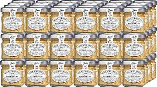 Wilkin & Sons Tiptree English Wholegrain Mustard, Large Case / 72 pack of 38g Mini Glass Jar Portion Pots