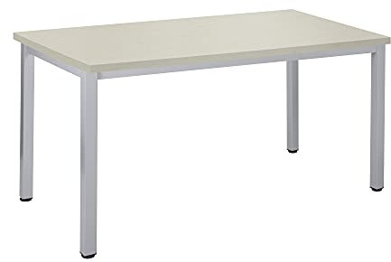 Bürotisch Schreibtisch Besprechungstisch graues Tischgestell quadratische Beine | PC-Tisch Arbeitstisch Konferenztisch Computertisch Homeoffice-Tisch Businesstisch, Ahorn 180 x 80 x 77,5 cm