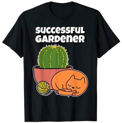 Cactus boule d'or et Chat endormi Jardinier prospère T-Shirt