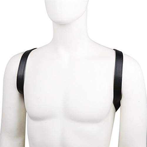 Arnés de tiras Top corto para hombre Cuerpo de cuero Arnés para el pecho Cinturón Soporte para el hombro Anillos en O Cinturón gótico Punk Ajustable Hebillas a presión Correas Clubwear Disfraz Cospla