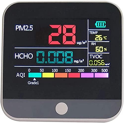 BAtlam Analizador de Gas para Interiores, Detector de formaldehído PM2.5 (HCHO) Monitor de Calidad de la contaminación del Aire Detección de medidor de diagnóstico Temp/Hum