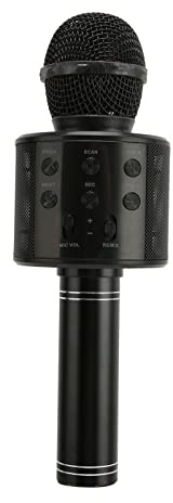 Asixxsix Drahtloses Bluetooth-Karaoke-Mikrofon, Tragbares 4-in-1-Handmikrofon, Lautsprecher, Karaoke-Maschine, Rauschunterdrückung, Kindermikrofon Zum Singen, Geschenke für Mädchen, Kinder (Schwarz)