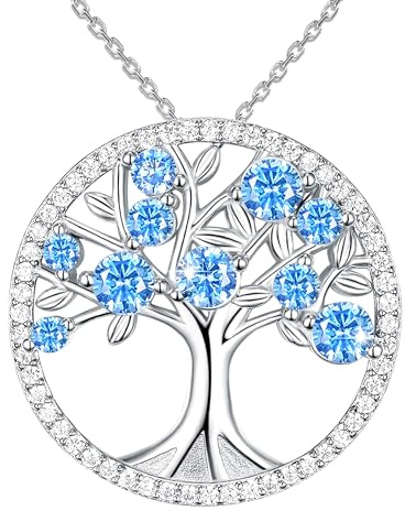 JUZICHEN Baum des Lebens Halskette für Damen, 925 Sterling Silber Halskette Grüner Zirkonia Baum des Lebens für Frauen, Hypoallergen, Mit Geschenkbox Für Damen