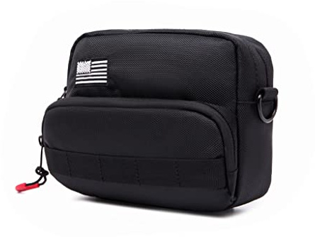 CWXEDN Motorcycle Harley Handlebar American Flag Tool Bag,Universal Fork Black Sissy Bar Bicycle Handlebar Front Storage Accessory Bag for Cruiser Softail Dyna Sportsters