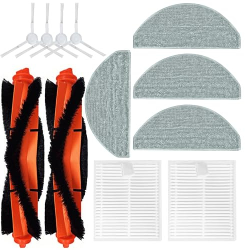MYAYD Set di accessori per aspirapolvere robot Xiaomi E10/E12/B112, 10 pezzi Contiene 2 spazzole principali, 4 spazzole laterali, 2 spugne, 4 panni