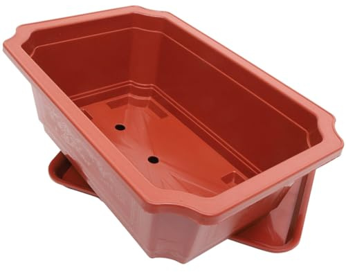 ifundom 1juego Maceta Bonsái Grande Rectangular con Bandeja Maceta De Jardinería Plástica para Interior Exterior para Suculentas y Hierbas Drenaje Eficaz y Diseño Moderno