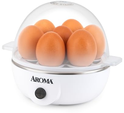 AROMA Overly Easy Egg Cooker, Steamer & Electric Egg Poacher, White