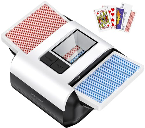 KPAW Mélangeur Automatique – 1 à 2 Bureaux, Batterie Rechargeable de 2000 mAh, opération en Une Pression, Portable et innovante, adaptée pour Les Jeux de Cartes à Domicile, Le Poker, Le Texas Hold'em