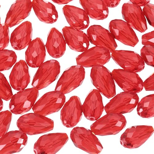 PATIKIL 10mm Faceted Glass Beads, 100 Pcs Red Bicone Birthstone Bead Vertical Hole for DIY Crafting Bracelet Necklace Jewelry Making