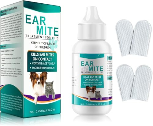 REBUCINA Dog Ear Drops,Dog Ear Cleaner,Non Irritating Antibiotic Ear Drops,Dog Ear Infection Treatment for Dogs Cats Comes with 4 Pet Cleaning Finger Cots