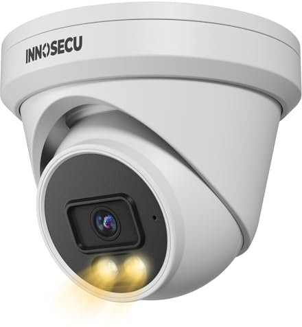INNOSECU 8MP 4K Turret PoE IP Camera Outdoor, Smart Dual Light Security Camera, Color Night Vision for Home Surveillance, Built-in Mic, 2.8mm Lens Wide Angle 110°, Human Vehicle Detection, IND8BD97S