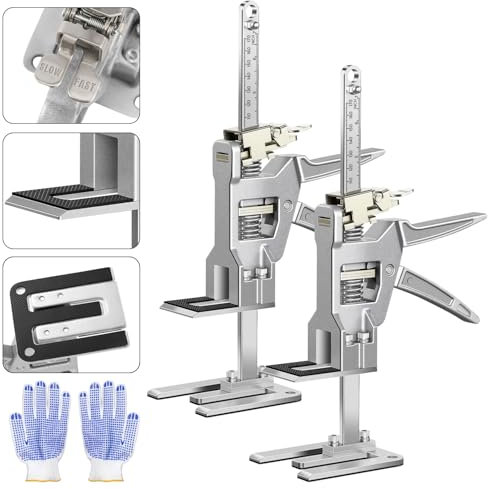 Raynesys 2 Stück Arbeitssparender Arm, 12 Zoll Ganzmetall Hebewerkzeug 440LBS Kapazität, Wandfliesen-Lokalisierer für Möbel, Türen, Board Heber, Präzise Kontrolle bei langsamem/schnellem Abstieg