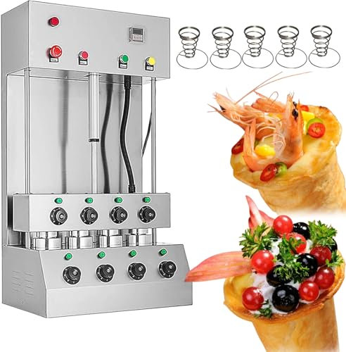 Macchina per fare coni per pizza commerciale da 3000 W, con 4 griglie rotanti, macchina per coni per pizza, temperatura regolabile, funzione di avviso automatico, per ristoranti, pasticcerie, panett