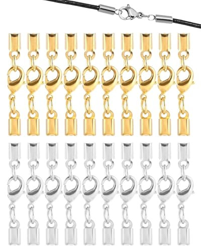 TPZORJX 20 Pcs Fermoir Acier Inoxydable,Fermoir Pince Homard,Fermoirs Bijoux,Connecteur Maillons de Chaîne pour Colliers Bracelets Fabrication Bijoux DIY（Or,Argent）