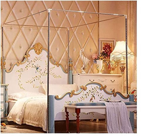 Generisch Moskitonetzhalterung für Vier Ecken, Baldachinstangen aus Edelstahl, Betthimmelrahmen, Moskitonetzhalterung, Bettvorhang, Baldachinnetz, Bettrahmenpfosten für Metallbett, Holzbett